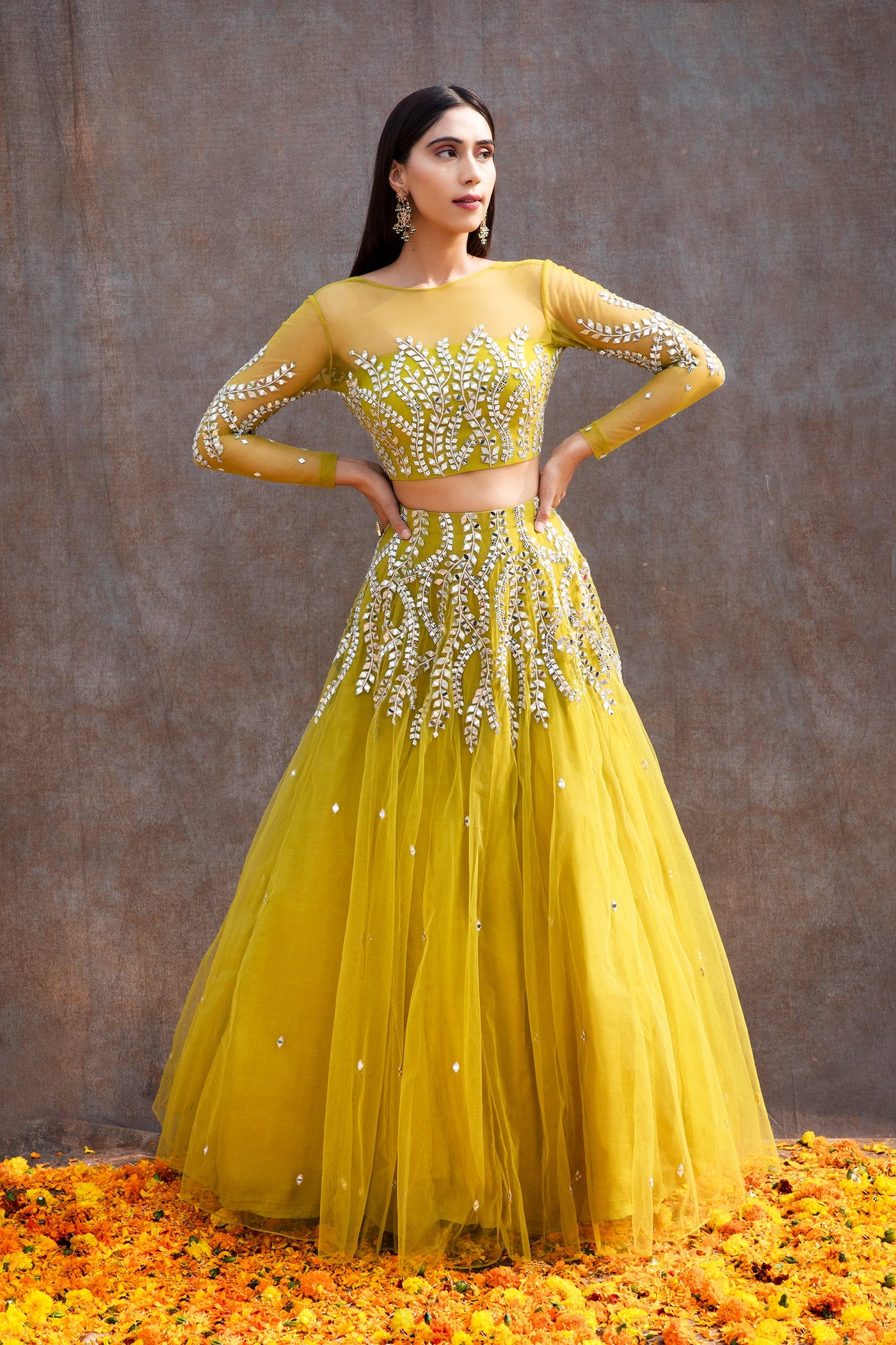 Ankita Raghav Arora in Mirror Work Soft Net Illusion Blouse Lehenga Set