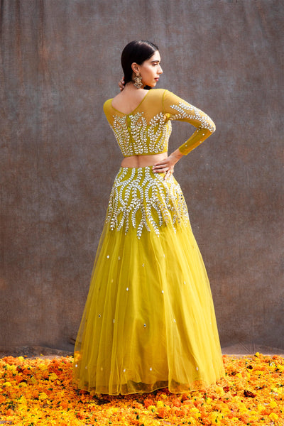Ankita Raghav Arora in Mirror Work Soft Net Illusion Blouse Lehenga Set