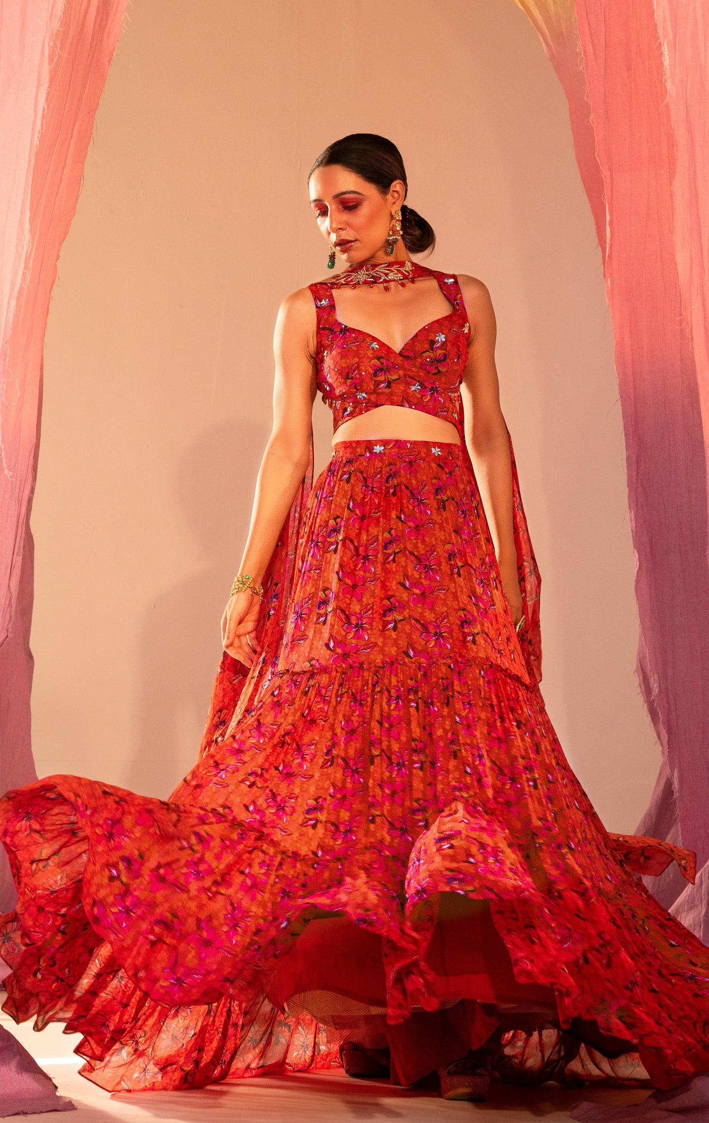 Lehenga with choker sales