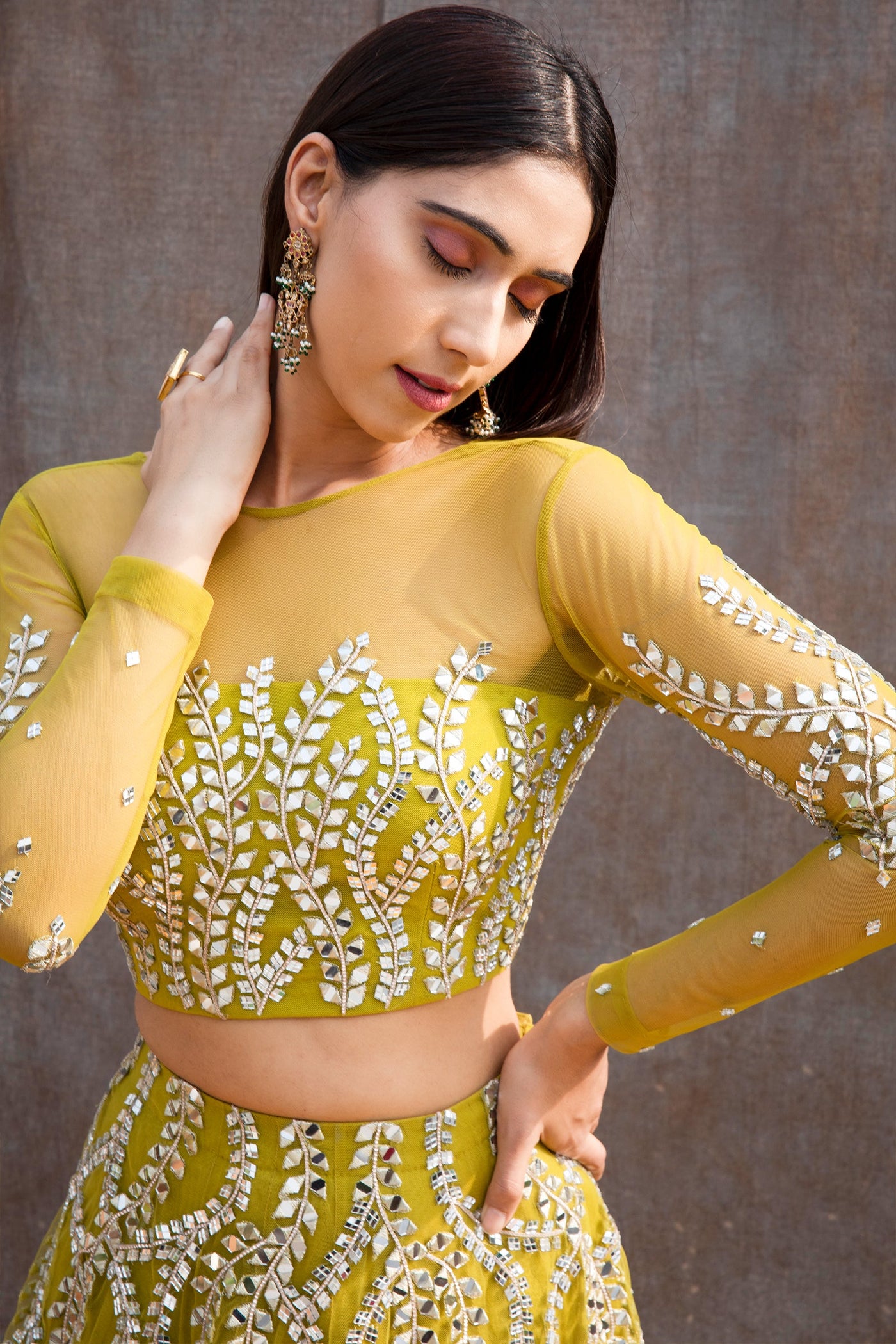 Ankita Raghav Arora in Mirror Work Soft Net Illusion Blouse Lehenga Set