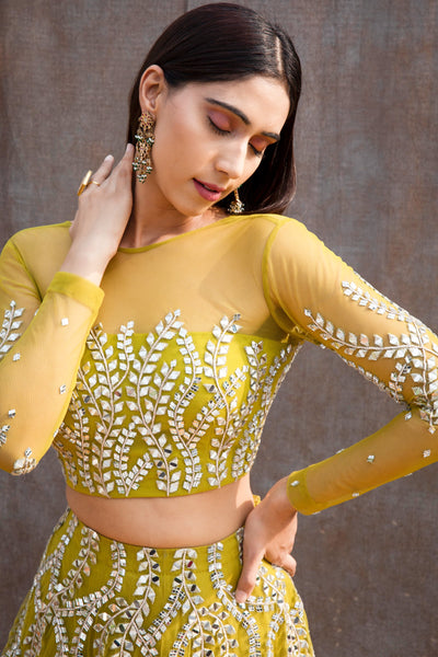 Ankita Raghav Arora in Mirror Work Soft Net Illusion Blouse Lehenga Set