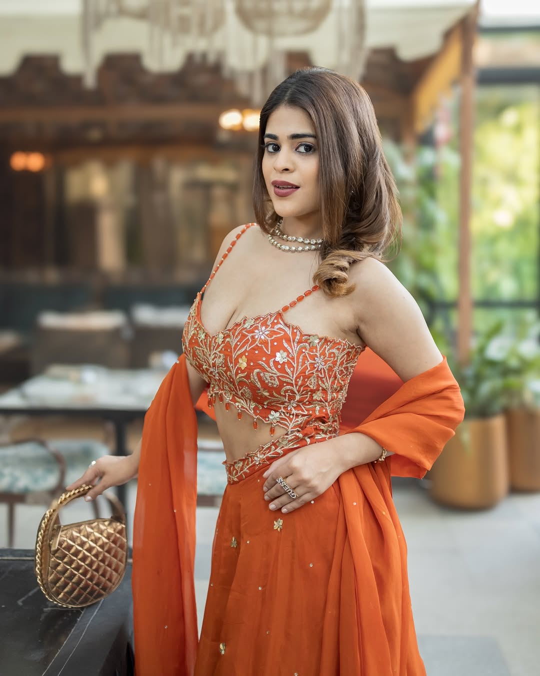 Shivangi Kholi in V Hem Embroidered Blouse With Lehenga And Embroidered Dupatta Set