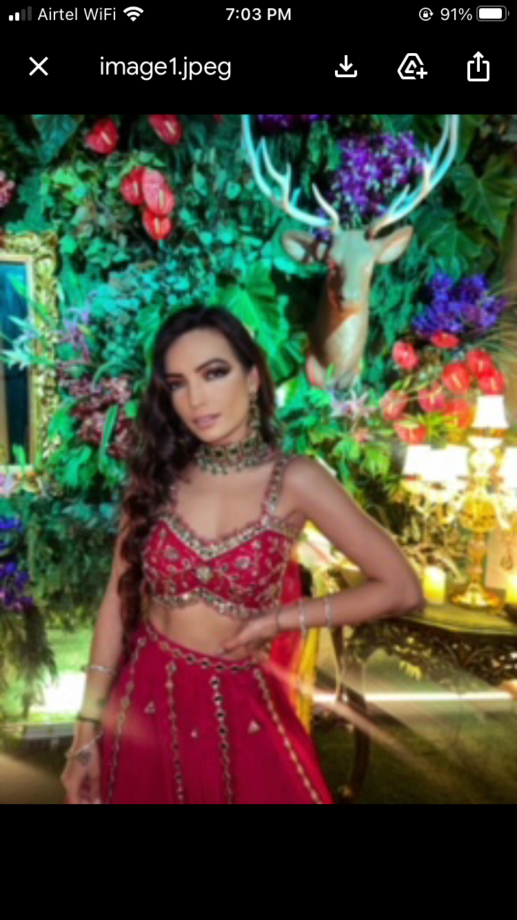 Ahana Ghai in Mirror Work V-Hem Bustier With High Waist Mirror Lines Lehenga And Embroidered Dupatta