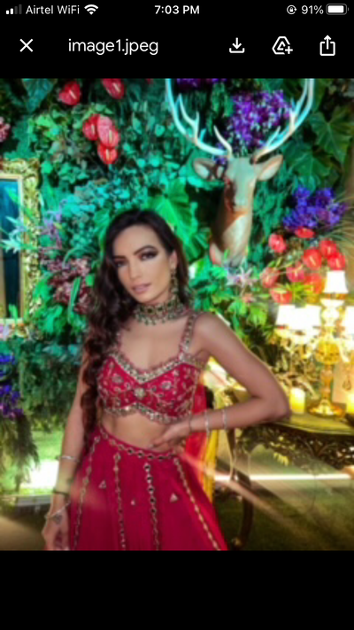 Ahana Ghai in Mirror Work V-Hem Bustier With High Waist Mirror Lines Lehenga And Embroidered Dupatta