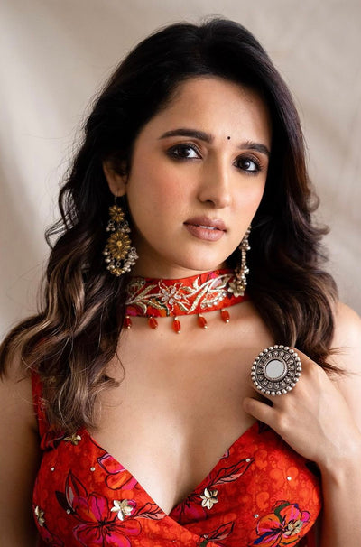 Shirley Setia in Printed Wrap Around Blouse And 3 Tiered Lehenga With Choker Dupatta