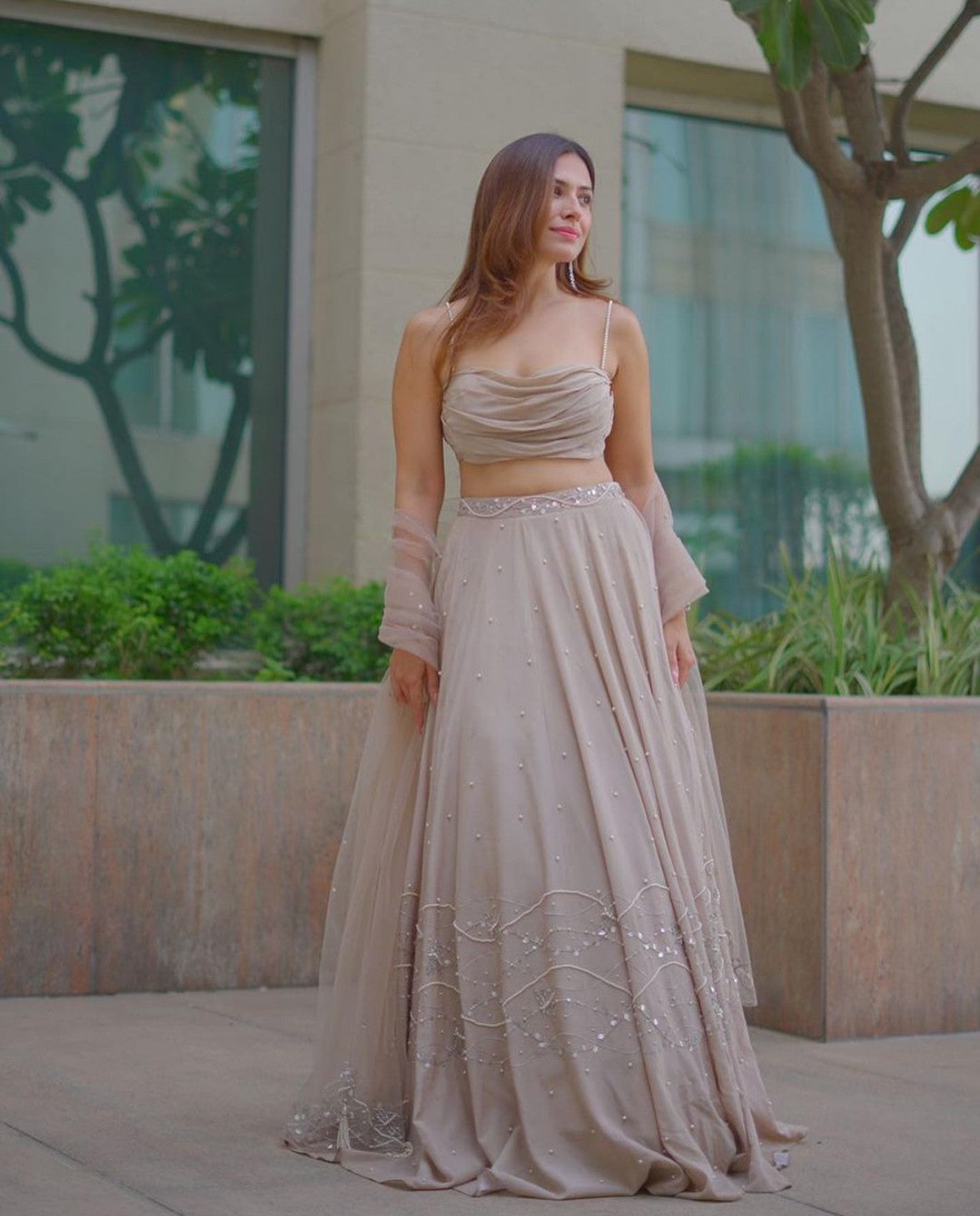 Yashika Khatri in Cowl Top With Embroidered Lehenga And Dupatta