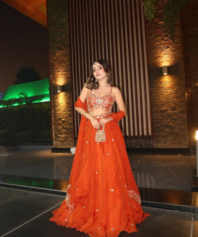 Prabhleen in V Hem Embroidered Blouse With Lehenga And Embroidered Dupatta Set