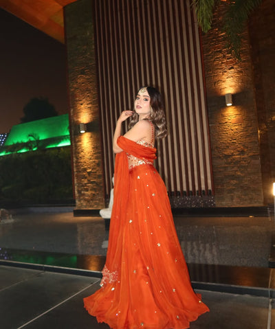 Prabhleen in V Hem Embroidered Blouse With Lehenga And Embroidered Dupatta Set
