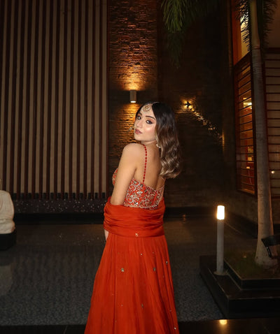 Prabhleen in V Hem Embroidered Blouse With Lehenga And Embroidered Dupatta Set