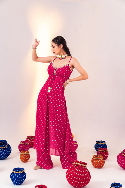 CENTRE TIE-UP TUNIC AND STRAIGHT PANT SET