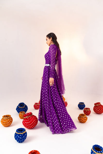 SCOOP NECK ANARKALI SET WITH DETACHABLE BELT