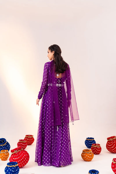 SCOOP NECK ANARKALI SET WITH DETACHABLE BELT