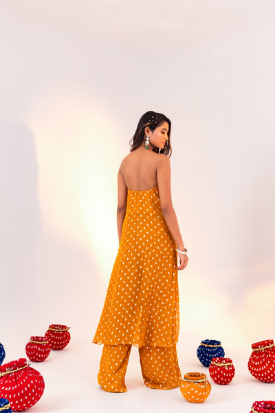 CENTRE CUT HALTER NECK TUNIC AND STRAIGHT PANT SET