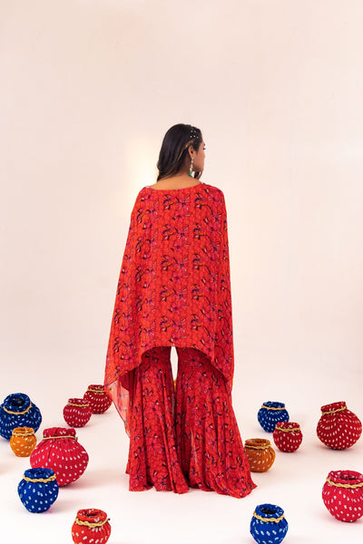 PRINTED JACKET KAFTAN WITH GHARARA PANT