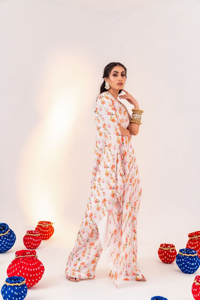 PRINTED 1-SHOULDER ASYMMETRICAL TUNIC AND STRAIGHT PANT