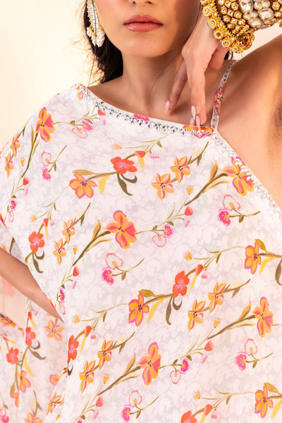 PRINTED 1-SHOULDER ASYMMETRICAL TUNIC AND STRAIGHT PANT
