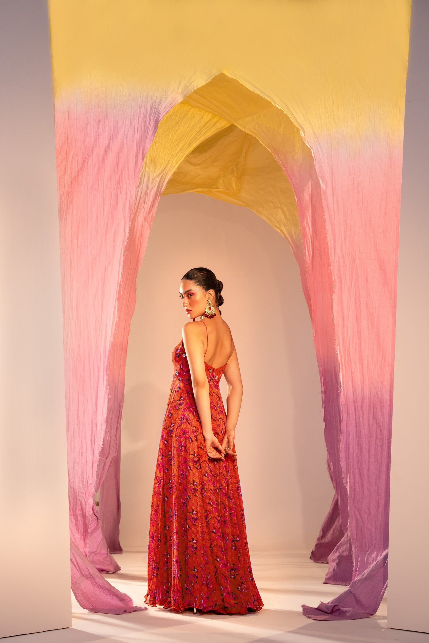 Printed Sweetheart Anarkali With High Slit And Embroidered Dupatta Set