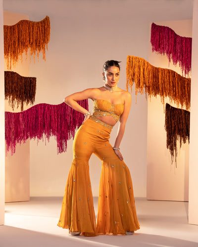Embroidered Corset With Gharara Set