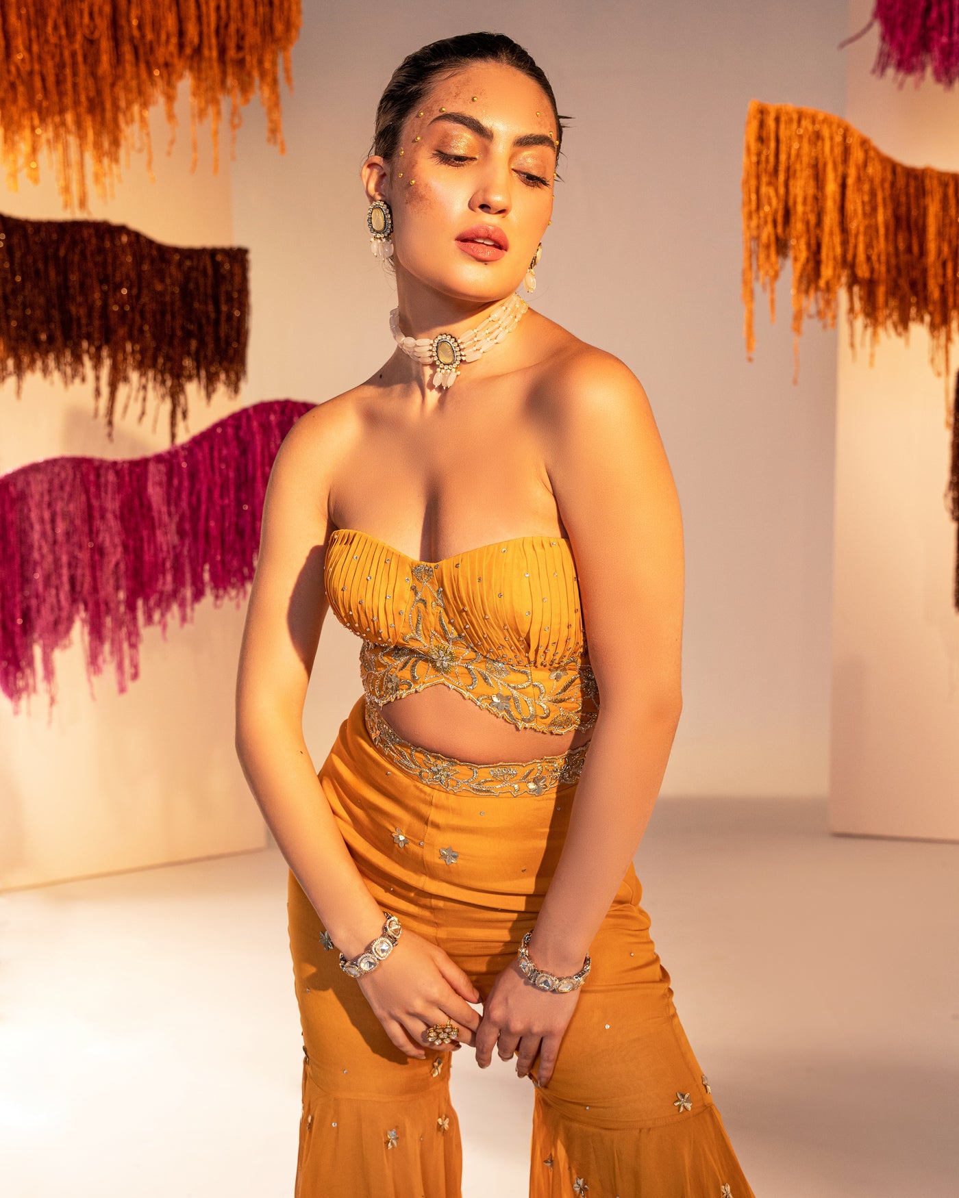 Embroidered Corset With Gharara Set