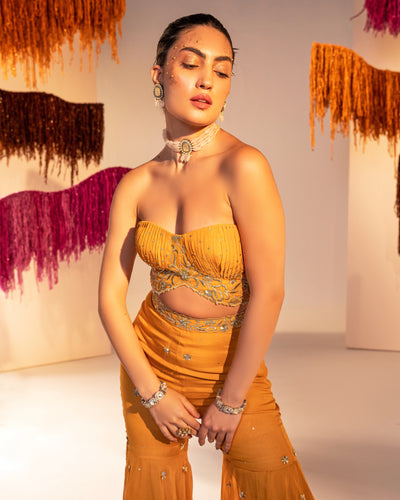 Embroidered Corset With Gharara Set