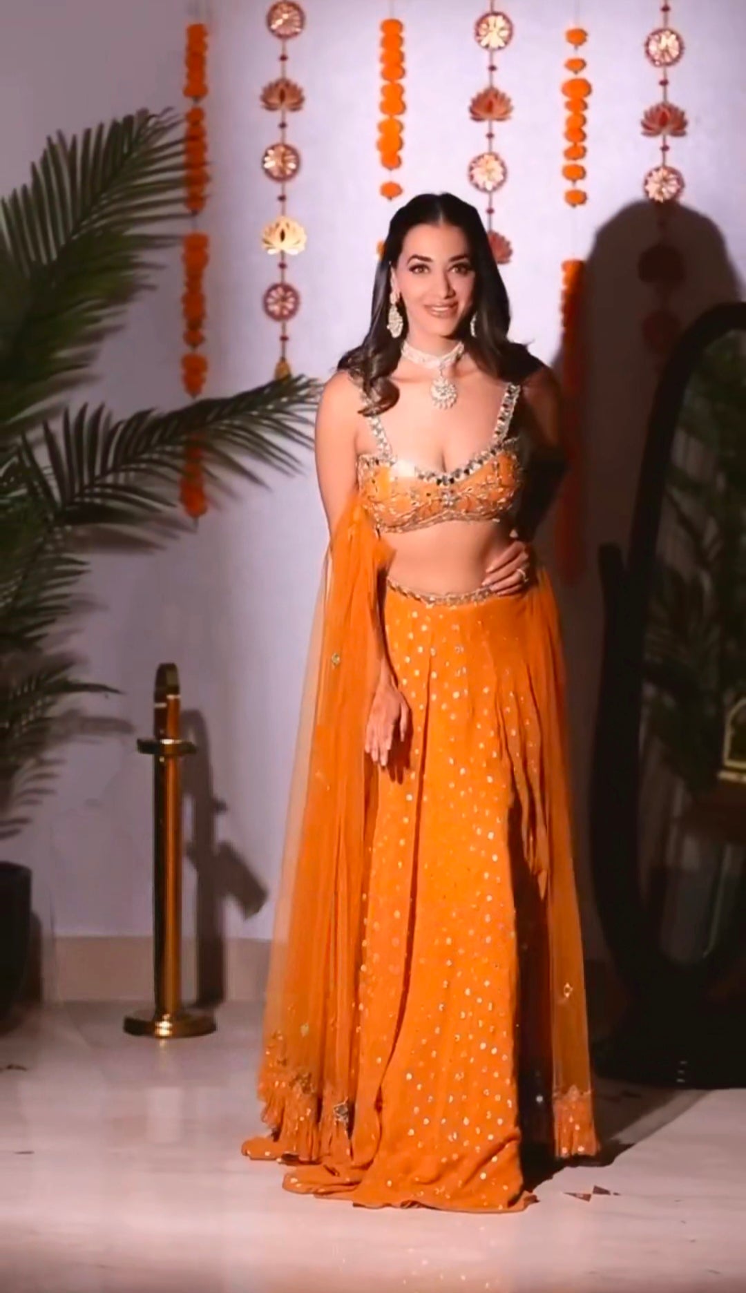 Deeksha Mishra In Yellow mirror work lehenga