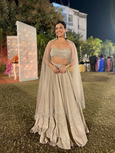 Nishtha Gandhi in Cowl Top With Embroidered Lehenga And Dupatta