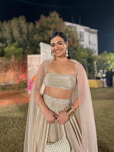 Nishtha Gandhi in Cowl Top With Embroidered Lehenga And Dupatta