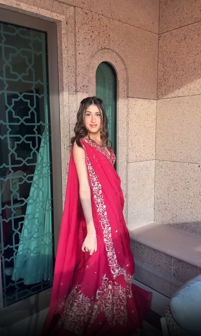 Isha Malhotra in Embroidered Backless Blouse With Lehenga And Embroidered Dupatta Set