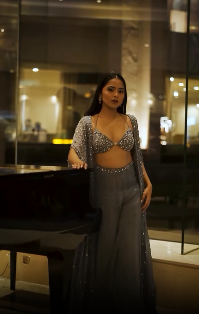 Muskan Rawat in Ivelle Pallazo & Cape Set