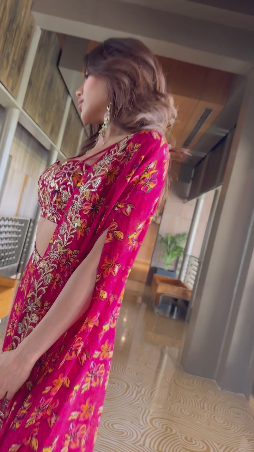 Niki Tamboli in Printed Cape With  Embroidered Tube Blouse And Printed Straight Pants (Copy)