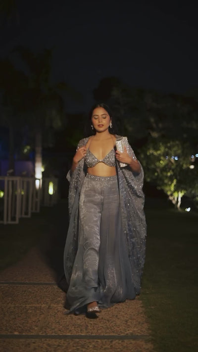 Muskan Rawat in Ivelle Pallazo & Cape Set