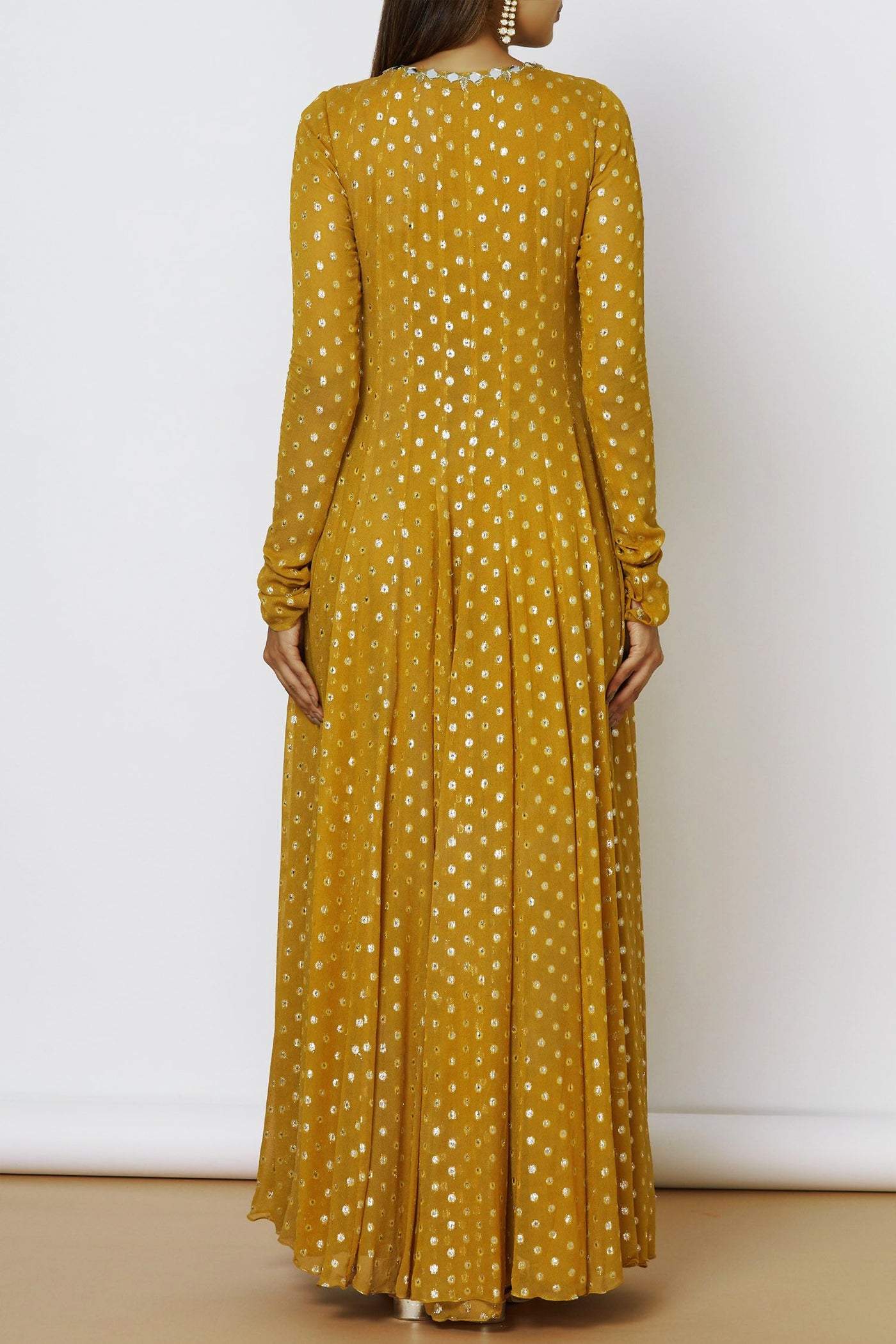 Lurex Georgette Anarkali With Mirror Work Bodice