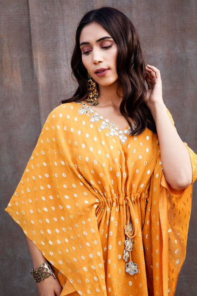 Mirror Work Kaftan With Tassels