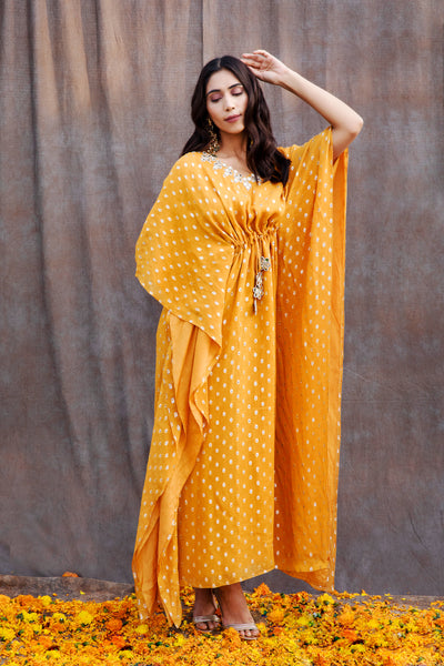 Mirror Work Kaftan With Tassels