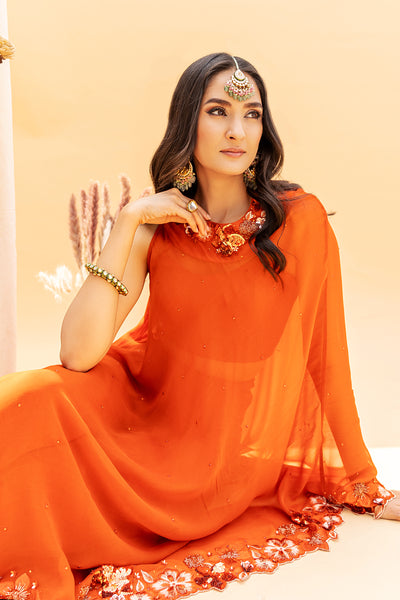 Floral Embroidered Drape With High Waist Pallazo And Blouse