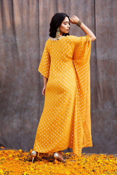 Mirror Work Kaftan With Tassels