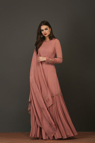 Pink Georgette Gathered Anarkali
