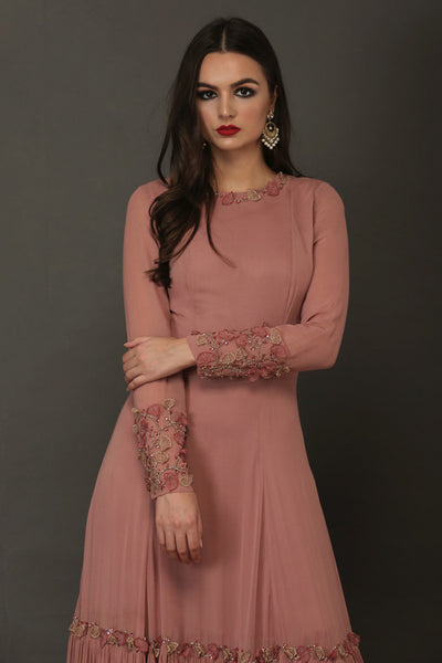 Pink Georgette Gathered Anarkali