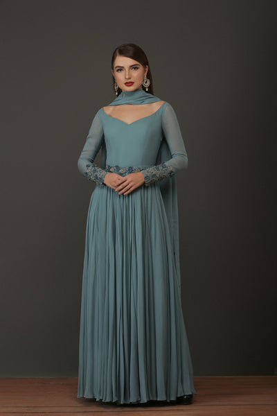 Teal Blue Georgette Anarkali